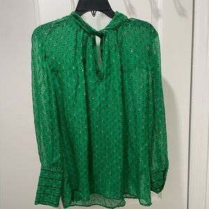 ba&sh Green Patterned Blouse Long Sleeve